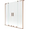 MEXEN/S - Velar L Duo dvojkrídlová posuvná vaňová zástena 150 x 150, transparent, meď kartáčovaná 896-150-003-02-65