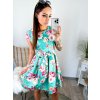 Šaty mentolové s kvetinovou potlačou , ZVOĽTE VEĽKOSŤ OBLEČENIA UNI vhodné pre ( XS, S, M )