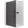 CERANO - Sprchová zástena Walk-in Onyx Cube Ľ/P - 8 mm + polička/držiak na uteráky - hranatá vzpera - čierna matná, grafitové sklo - 80x200 cm