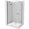 Mexen Roma Duo, sprchový kút 90 (dvere) x 80 (dvere) cm, 6mm číre sklo, čierny profil + slim sprchová vanička 5cm biela + čierny sifón, 854-090-080-70-02-4010B