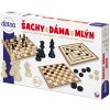 Spoločenská hra 3v1 Šach Dáma Mlyn