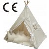 EDISA - Detský stan TIPI wigwam s brmbolcami + 3 vankúše + podložka 120X120 CE