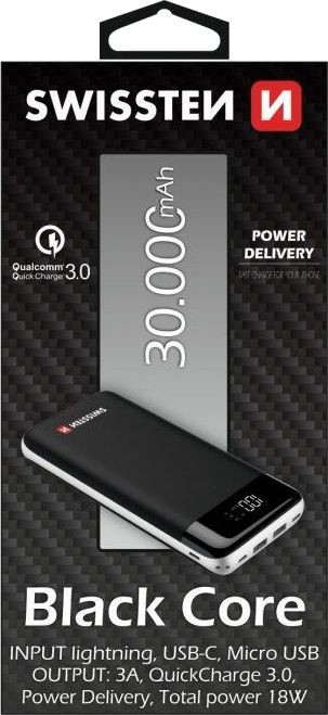Swissten Black Core Slim Power Bank 30000 mAh od 46 € - Heureka.sk