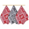 Bellatex Kuchynská utierka patchwork červeno-sivá 50 x 70 cm sada 3 ks