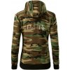 Srdce EKG - Mikina dámska trendy zipper s kapucňou - 2XL ( Hnedý maskáč )