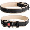 WAU DOG Plochý kožený obojok Soft čierno béžový Obvod krku: 38-49cm, šírka: 25mm