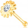 Šperky eshop - Zlatý 375 piercing do nosa - kvietok so zirkónom v čírom odtieni S2GG229.12