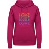 AWDis Hoodie mikina Dúhový dizajn Love Love Love Zvodná ružová