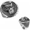 Šperky eshop - Mohutný prsteň z ocele 316L, tiger s vycerenými zubami, patinovaný Z30.8 - Veľkosť: 59 mm