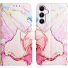 Peňaženkové kožené puzdro Marble Pattern na Galaxy A55 5G - Ružovo zlatá