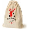 Vianočné BAVLNENÉ VRECKO s Potlačou 30x45 cm ECRU 145g Merry Christmas