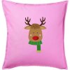 Jeleň so šálom - Vankúš 50x50 - 50x50 - Iba poťah ( Ružová )