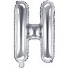 PartyDeco Fóliový balón Mini - Písmeno H 35cm strieborný