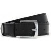 Čierny kožený pánsky opasok s dvojitým šitím Kirsti 110 cm