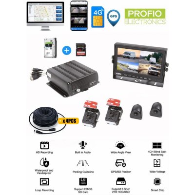 PROFIO X7 4 kamerový DVR SET WiFi 4G SIM FULL HD + podpora SD karty do 256GB + 2TB HDD