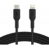 BELKIN kabel oplétaný USB-C - Lightning, 1m, černý CAA004bt1MBK