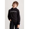 Detská bavlnená mikina Calvin Klein Jeans čierna farba, s kapucňou, s potlačou, IU0IU00601 IU0IU00601.9BYH 152