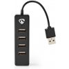 Nedis UHUBU2420BK - Počítačový Rozbočovač | USB-A Zástrčka | 4x USB A Female | 4 Porty | USB 2.0 | Napájanie z USB