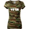 Yoga nápis - Dámske maskáčové tričko - L ( Hnedý maskáč )