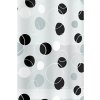 Spirella sprchový záves BUBBLE, motív krúžky, bielo – čierny, PEVA, 180 × 200 cm