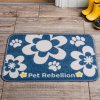 PET REBELLION - Koberček pod misky 40x60cm - Flowers blue