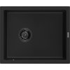 Mexen Pedro, granitový drez 560x460x200 mm, 1-komorový, čierna s čiernym sifónom, 6508561000-77-B