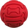 DOG FANTASY Lopta DOG FANTASY gumová pískacia červená - vzor kostí 9 cm