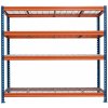 Majster Regál Kovové regály BULLRACK RIVET PRO 200x200x60 oceľová mriežka 4 úrovne modro-oranžová, Modrá/Oranžová