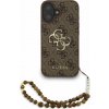 Guess PU 4G Metal Logo Strap zadný kryt pre iPhone 16 Brown
