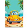 Vymalujsisam.sk Maľovanie podľa čísiel - Žlté auto na pláži Veľkosť: 20x30cm, Rám: Na kartónovej doske