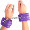 Kink - premium fur lined wrist restraints purple with purple belt adjustable 17-29 cm x 6 cm