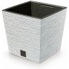 PROSPERPLAST Kvetináč FURU SQUARE LOW ECO WOOD 24cm biely