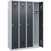 Šatňová skriňa Basis C+P, 4 oddelenia, 1200 x 500 x 1850 mm, antracitové dvere