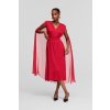 ŠATY KARL LAGERFELD MIDI CEREMONY CAPE DRESS PERSIAN RED