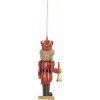 Závesná dekorácia hnedý medvedík v červenej uniforme - 4*4*11 cm - Clayre & Eef