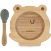Miniland ECO-frienly Miska s lyžičkou z dreva, Žabka