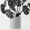 Monstera Magnetica – 3D Tlačená Dekorácia & Podložky pod Poháre Farba listov: čierna, Vyber typ kvetináča: Wave, Vyber farbu kvetináča: šedá