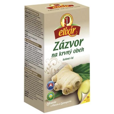Agrokarpaty elixír Zázvor na krvný obeh bylinný čaj čistý prírodný produkt hygienický balený 20 x 1,5 g