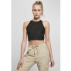 Ladies Cropped Shiny Rib Top M