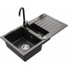 Granitový drez MEXEN MATIAS s kuchynskou batériou čierny so vzorom
