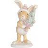 Zimná dekorácia králiček s vianočným stromčekom 5*5*10 cm Clayre & Eef