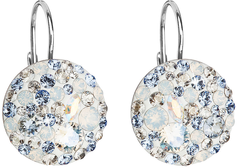 Swarovski elements strieborné visiaci náušnice 31176.3 light sapphire