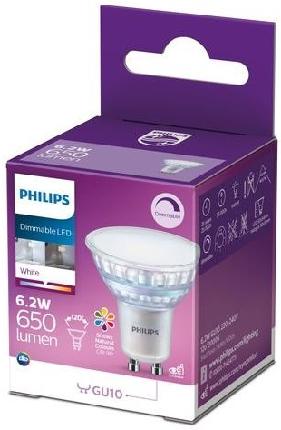 Philips LED Stmievateľná žiarovka GU10/6,2W/230V 3000K CRI 90 P5011