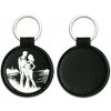 Prívesok na kľúče z umelej kože - kruh Čierna