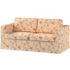 Dekoria Poťah na sedačku Karlstad (nerozkladací, 2-miestny, dlhý), jemané ružové kvety na svetlom ľanovom podklade, 165 x 89 x 64 cm, Londres, 143-88