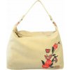 BERNARDO BOSSI Dámska Plátená Taška cez rameno s Vyšívanými kvetmi 40 x 35 x 10 cm krémová Farba: béžová