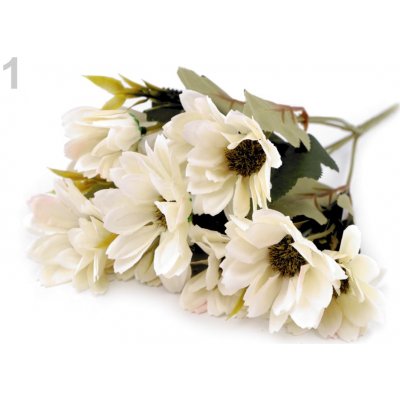 Umelá chryzantéma / kytica - 1 zväzok - krémová svetlá - 1 krémová svetlá