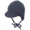 STERNTALER Čiapka so šiltom zaväzovacia s podšívkou blue melange chlapec veľ. 49 cm- 12-18 m