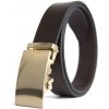 Opasok z pravej kože s automatickou prackou BRUSHED GOLD - Tmavo hnedá (VBRUSHED-GOLD-TH)