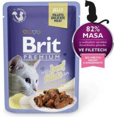 Brit Kapsička Prem Cat Delic Fillets In Jelly With Beef 85g